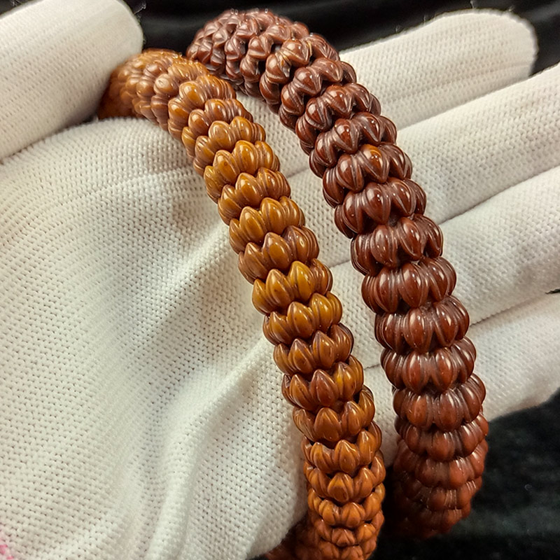 紫金鼠手串雕刻莲花聚宝盆佛珠手持 男女款菩提子手链招财鼠