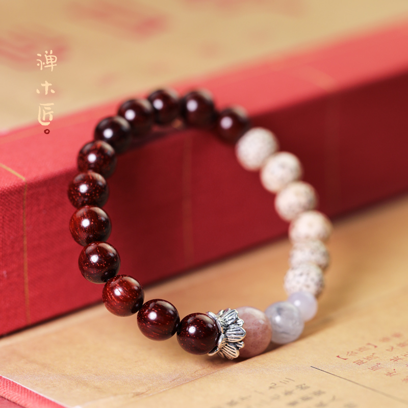 禅木匠正宗印度小叶紫檀手串佛珠女款檀木星月菩提子古风饰品手链