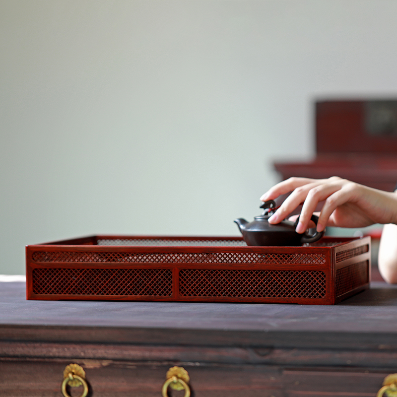 印度小叶紫檀都承盘收纳红木质茶盘果盘子雕刻置物盘收藏摆饰0902