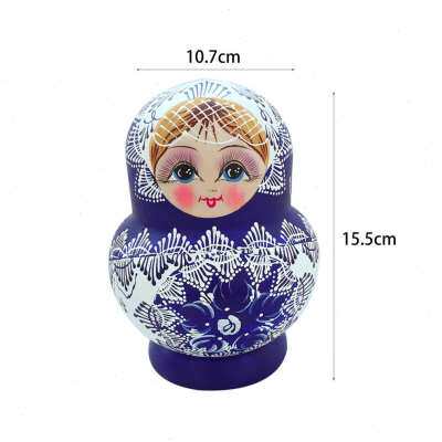 好货10PcsSet Russian Nesting Dolls Matryoshka Wooden Handmad