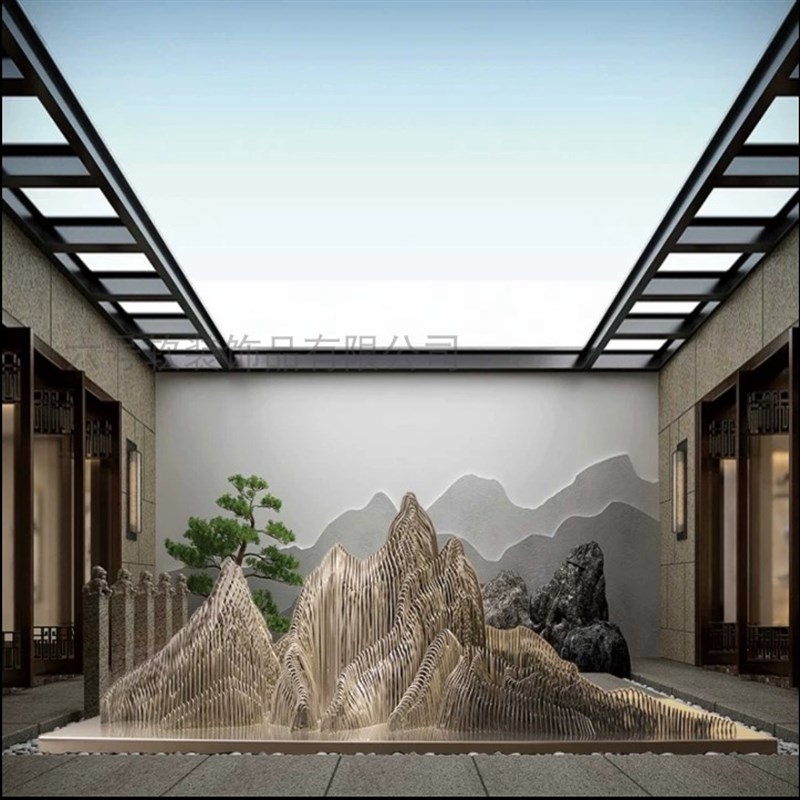 铁艺假山摆件别墅庭院售楼部水景户外园林工艺装饰品落地造景摆设