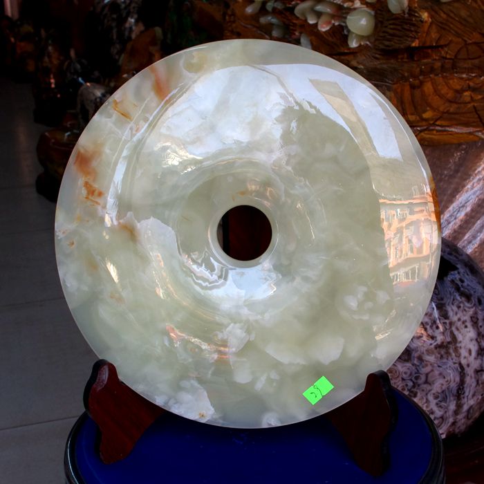 巴基斯坦 冰花玉摆件 天然 冰花玉平安扣摆件 玉石摆件 珍藏品