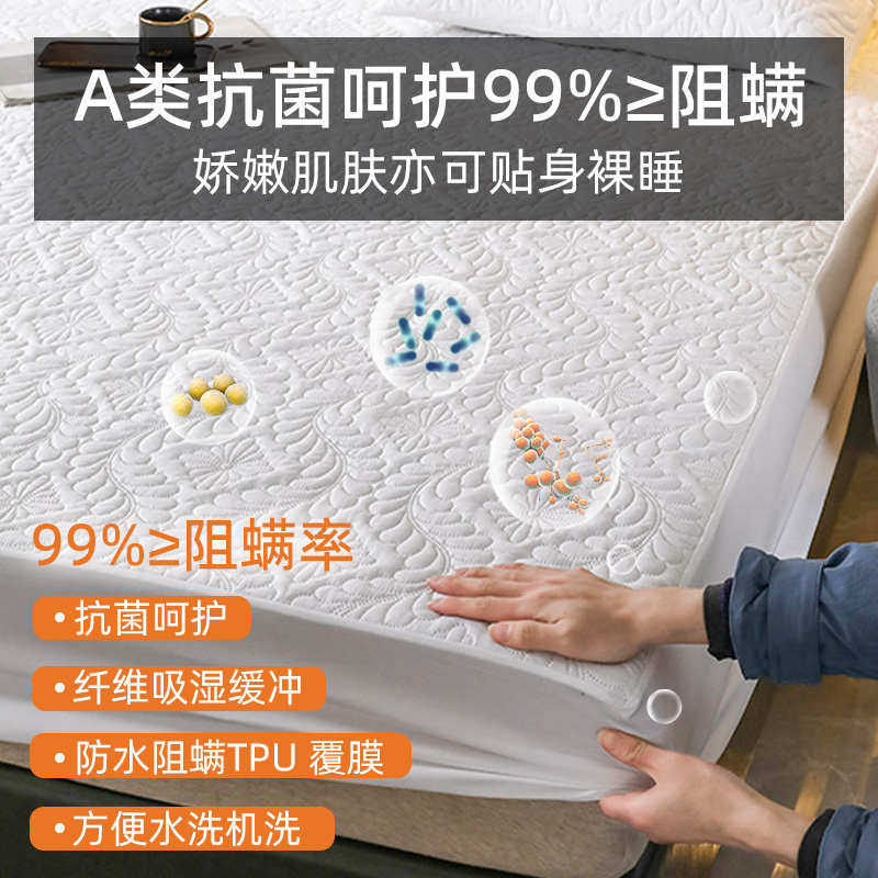 床笠防水隔尿透气可机洗单件夹棉加厚床罩防滑固定床垫全包保护罩,床上用品,床笠,淘宝优惠券,粉丝福利购,淘宝优惠卷
