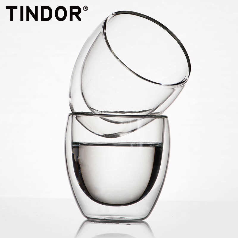 Tindor/田代 双层耐热玻璃水杯品茶杯 品茗杯冷饮杯啤酒杯 单只装