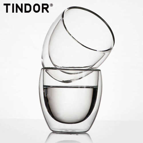 Tindor/田代 双层耐热玻璃水杯品茶杯 品茗杯冷饮杯啤酒杯 单只装