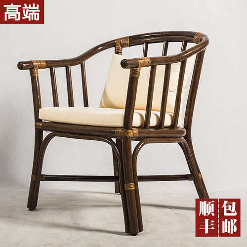 藤椅天然真藤老人椅单人腾椅藤编办公椅子家用阳台书房靠背餐椅子
