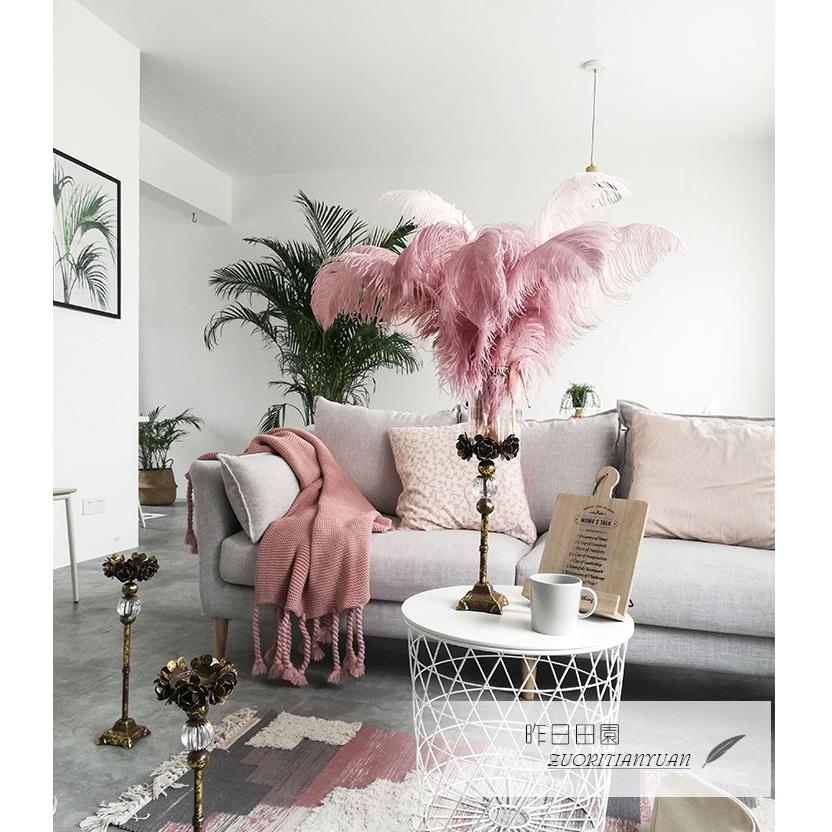 复古做旧玻璃罩羽毛装饰烛台家居摆设金属铁艺婚庆蜡烛台风灯欧式