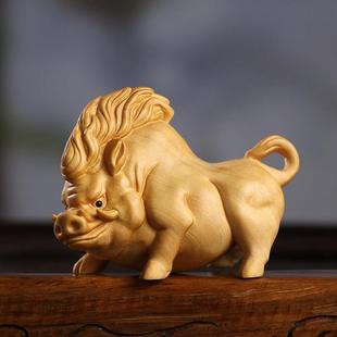 黄杨木雕手把件新中式 盘玩猪刚鬣工艺品动物生肖猪车载摆件猪八戒