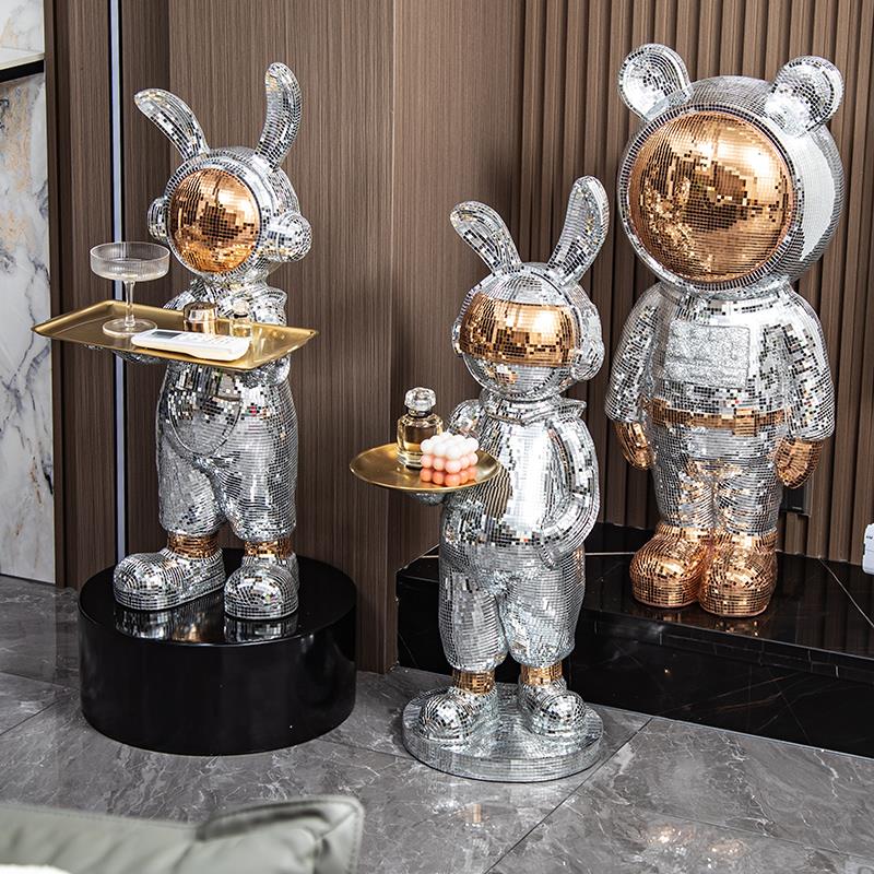 太空兔子托盘钥匙收纳客厅玄关暴力熊大摆件家居落地存钱罐装饰品