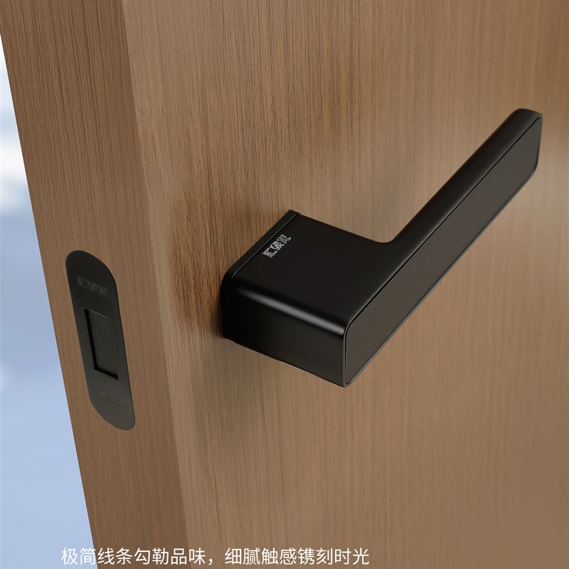汇泰龙卧室房门锁意式极简风门把手生态静音磁吸分体式室内房门锁