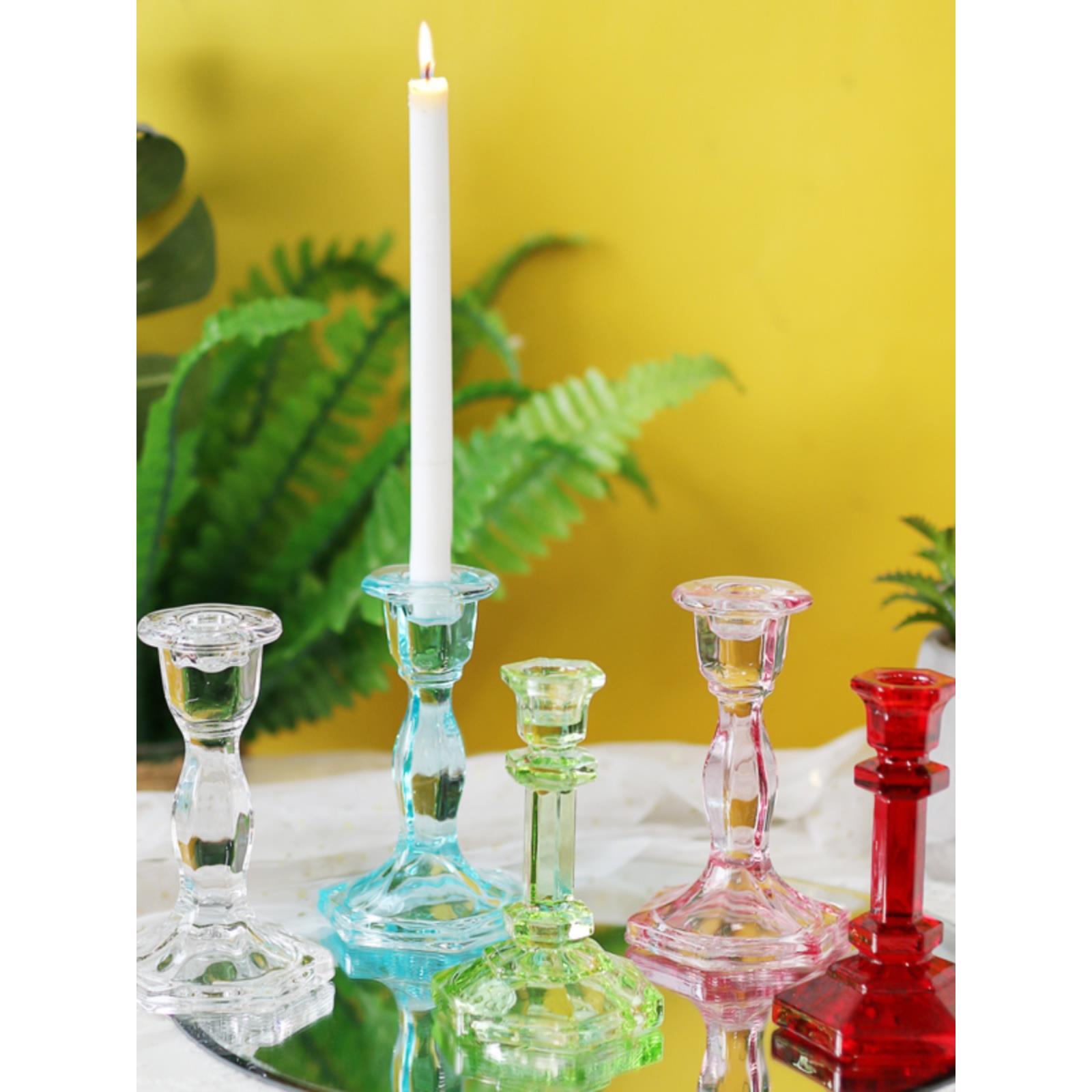 宫殿风格水晶玻璃烛台蜡烛家斯堪的纳维亚无障碍豪华在长杆蜡婚礼