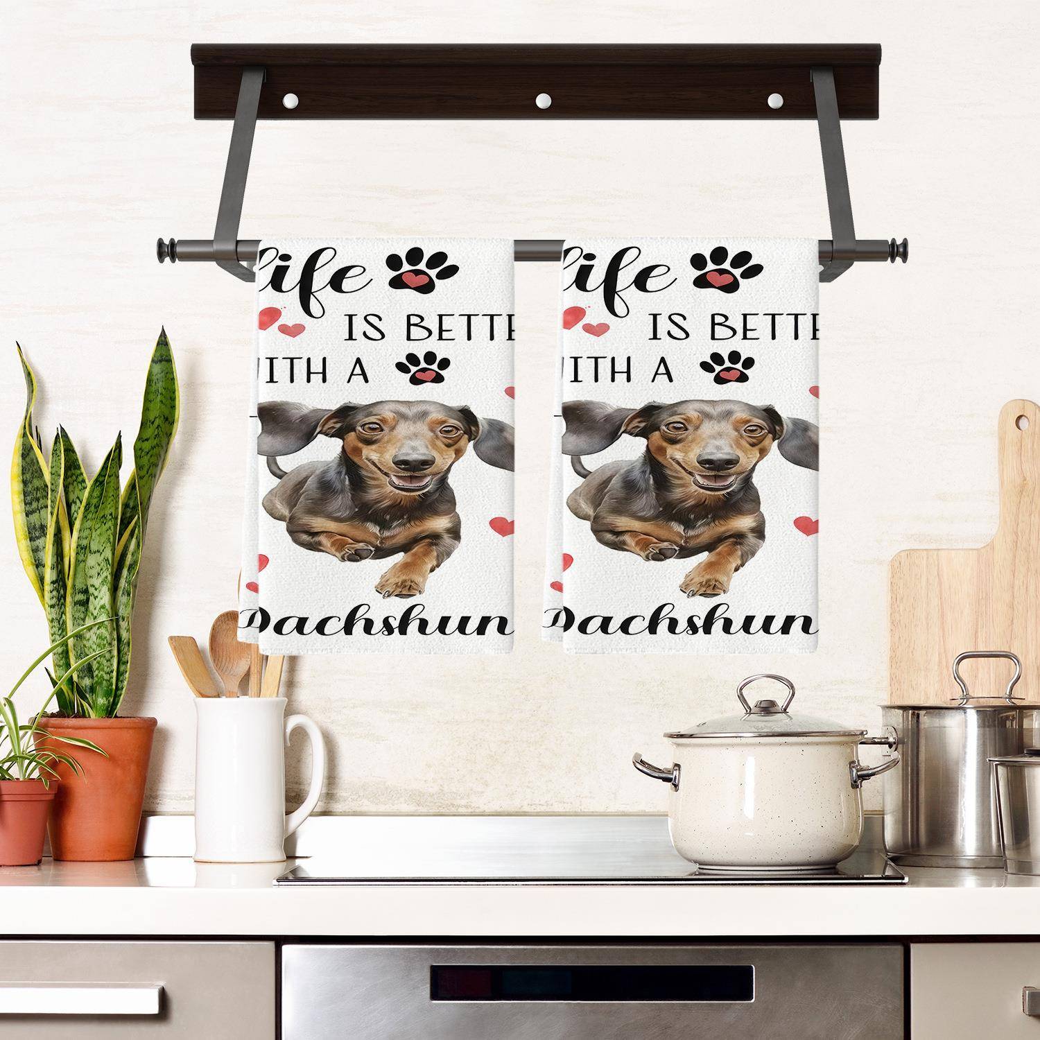 外贸热销腊肠犬厨房毛巾擦碗吸水洗碗布可爱狗狗超细纤维餐桌毛巾