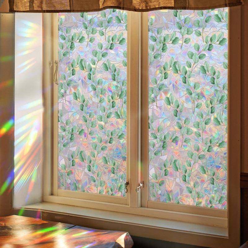绿色枝叶玻璃贴透光办公室厨房浴室玻璃贴膜窗户遮光贴纸