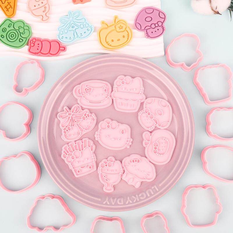 KT猫系列饼干模具爱心3D卡通饼干模具黏土仿真印花饼干