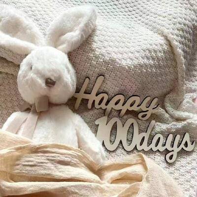 INS木制Happy100Days百天宝宝拍照道具百日宝宝派对布置装饰墙贴