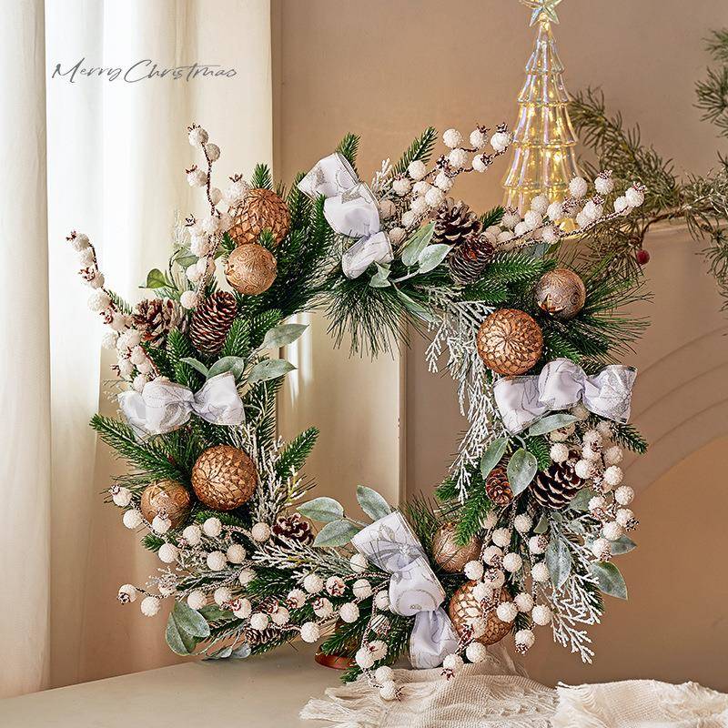 圣诞装饰创意圣诞花环挂饰节日场景布置店铺橱窗装饰藤条门挂墙挂