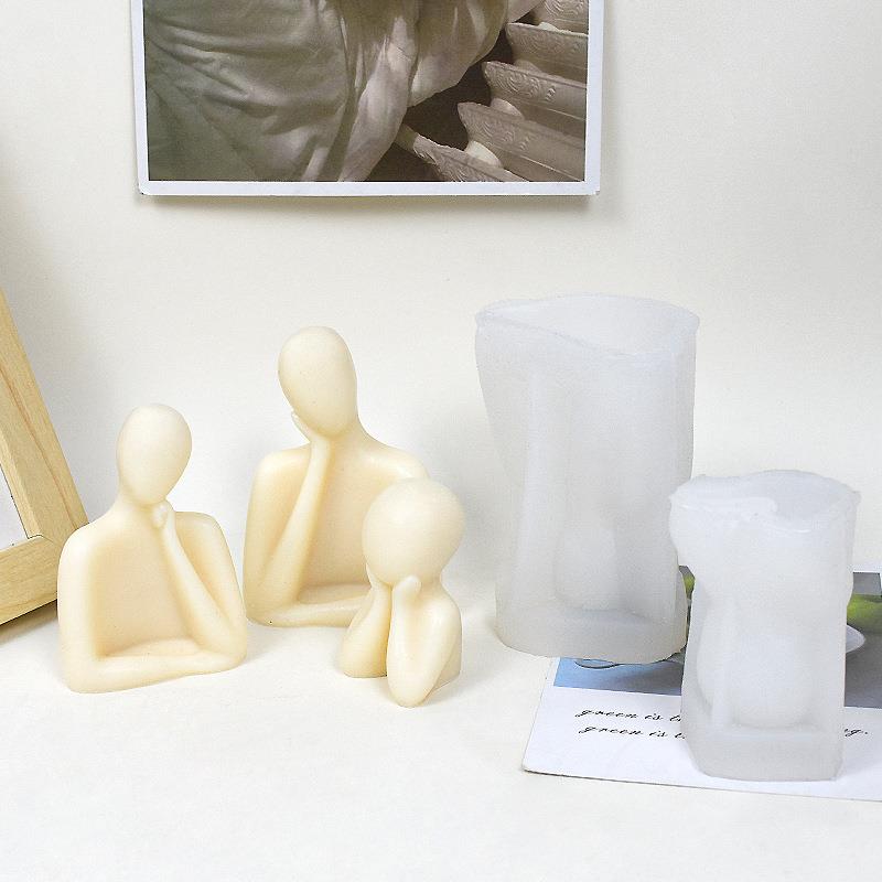 筹凯创意托腮一家人硅胶模具制作香薰蜡烛石膏摆件家庭装饰