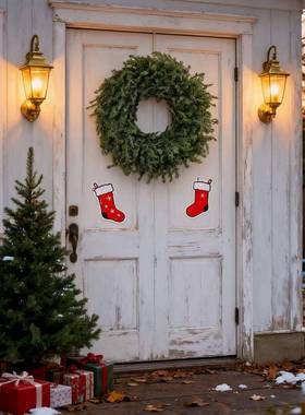 跨境圣诞节绿色诺福克松松针花环装饰天然藤圈手感软胶前门装饰