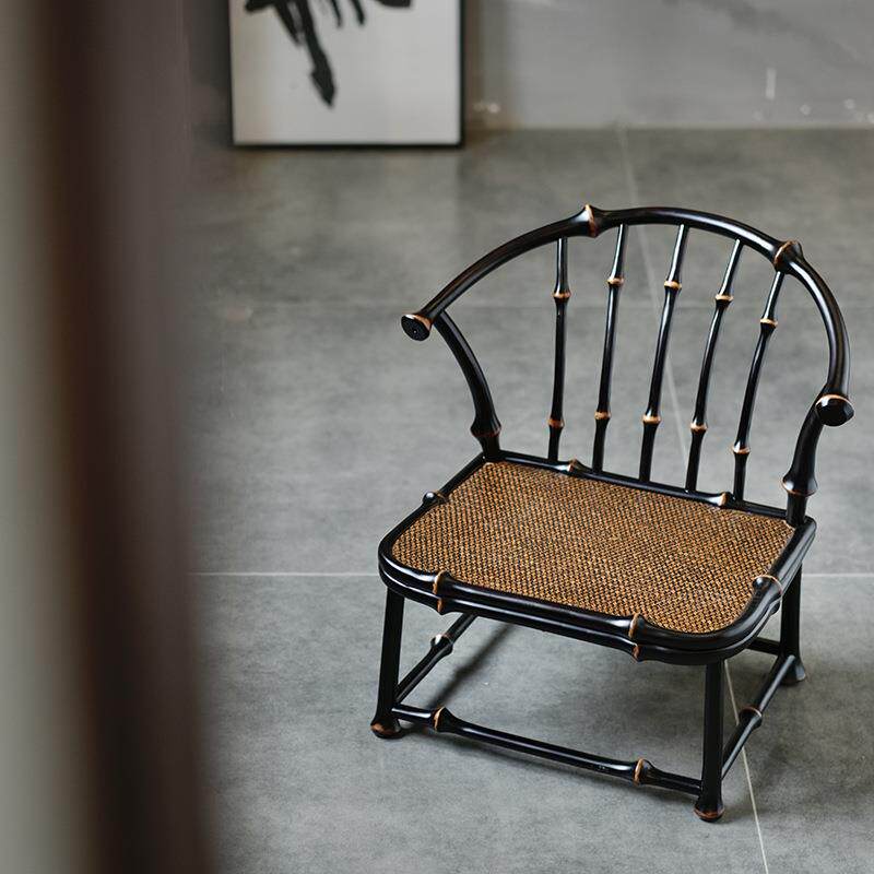 筇竹茶椅榻榻米茶室家具迷你手工竹编儿童凳子靠背椅