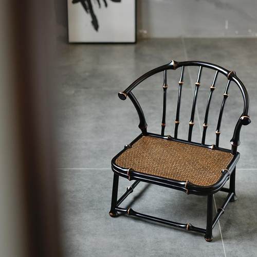 筇竹茶椅榻榻米茶室家具迷你手工竹编儿童凳子靠背椅