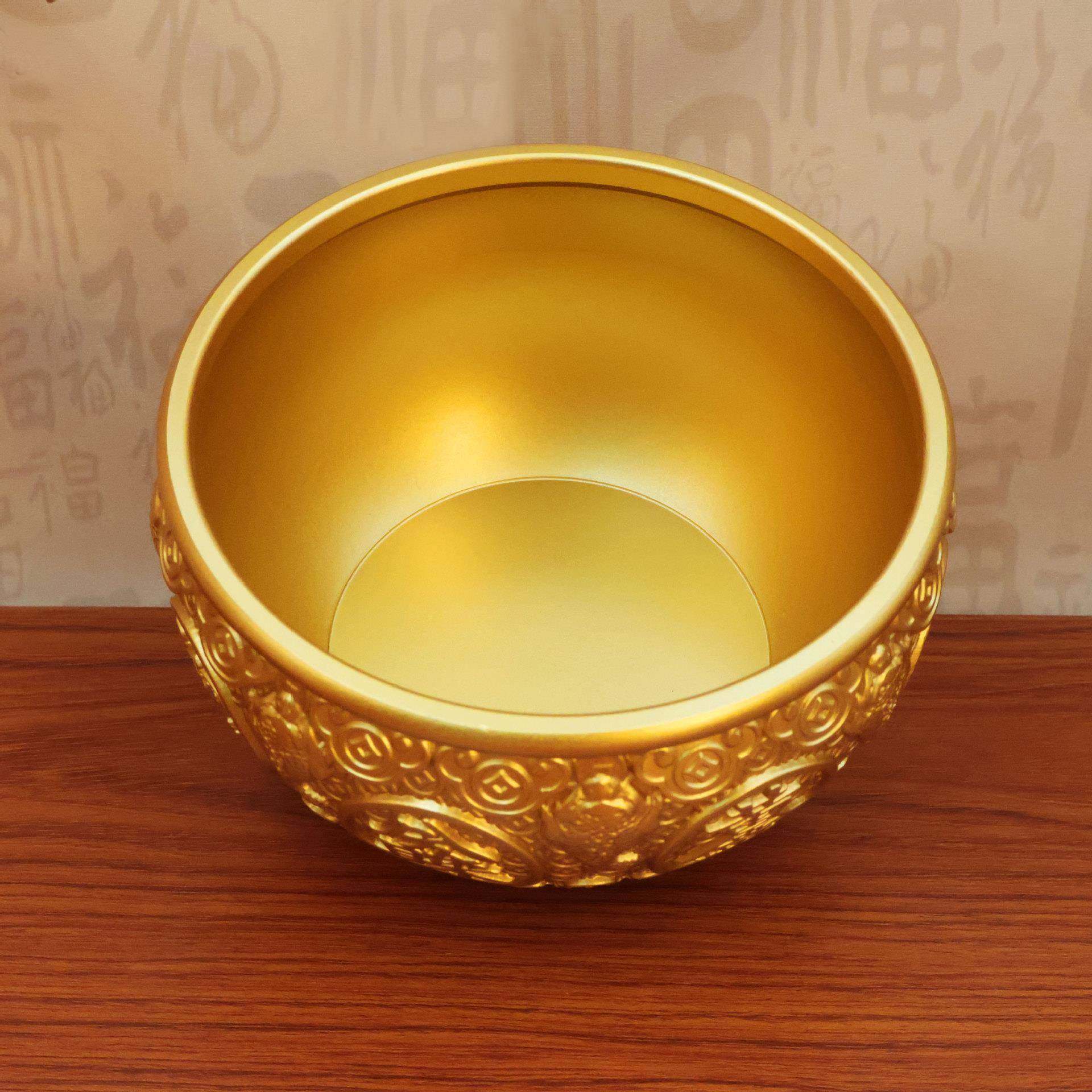 黄铜金蟾聚宝盆聚宝碗招财摆件开业送礼财源滚滚家用玄关前台摆件