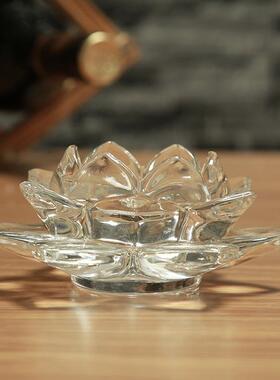 厂家直供高品质玻璃莲花烛台酒吧舞台西餐厅香薰烛杯香油灯灯座