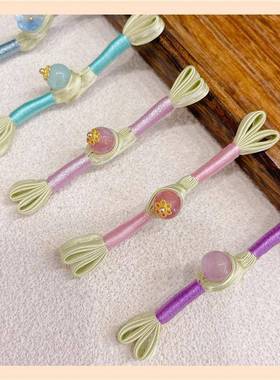 绿色系盘扣燕尾金丝闪闪年款童装扣子小礼服蝴蝶结扣国风古风钮扣