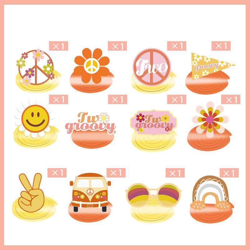 新款嬉皮士Groovy 宝宝2周岁生日螺旋吊饰挂件派对装饰道具