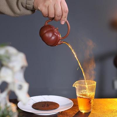 宜兴原茶矿段SY0130泥花粉浆南瓜柿子紫砂壶事事如意仿壶家用生器