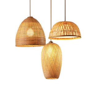 竹编吊灯日式餐厅会古藤阁灯楼茶过道灯饭店餐所厅装饰灯实木艺禅