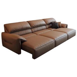 意式极动简大象耳零靠墙朵电功能沙发简约客厅直排头沙层牛皮发