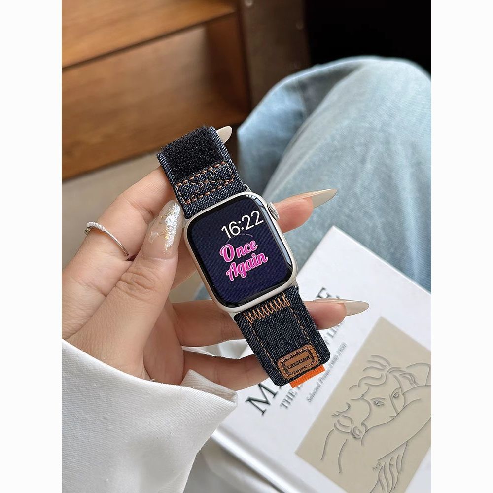 牛仔魔术贴帆布vivo watch5/3/2/GT手表带高级男女iQOO真皮质适用