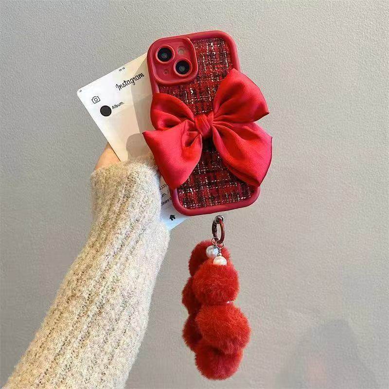 酒红丝绸蝴蝶结小香风苹果16/15pro手机壳iPhone12/13pro女14Plus,个性定制/设计服务/DIY,手机壳/保护套定制,淘宝优惠券,粉丝福利购,淘宝优惠卷