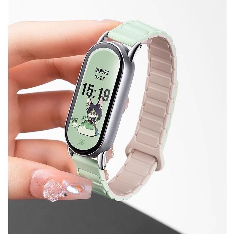 张婧仪液态肤感硅胶小米磁吸表带适用小米10手环小米9运动8