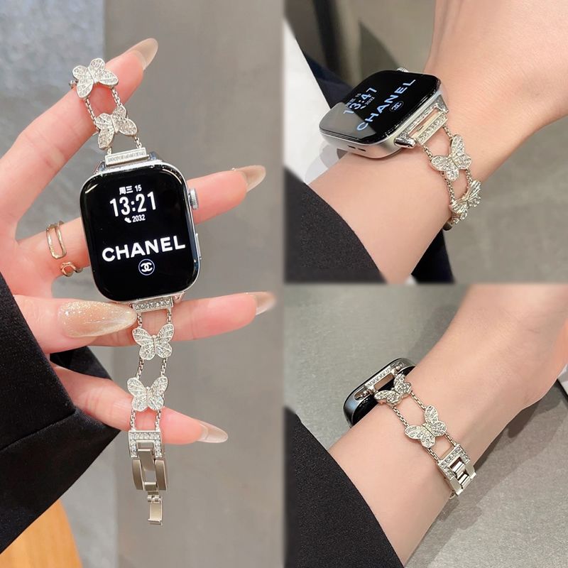 高颜值适用华为fit3/4表带金属蝴蝶链条华为gt5表带表盘41mm