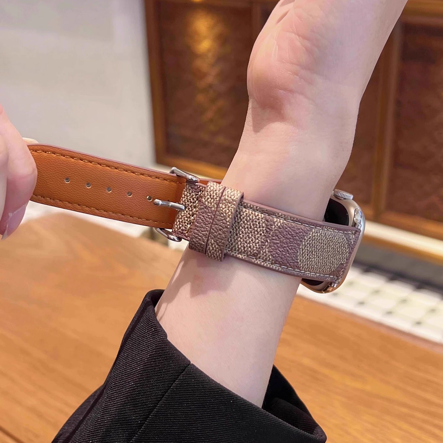 C蔻老花荣耀手表5/4表带真皮质大牌男女新款腕带高级运动原装适用