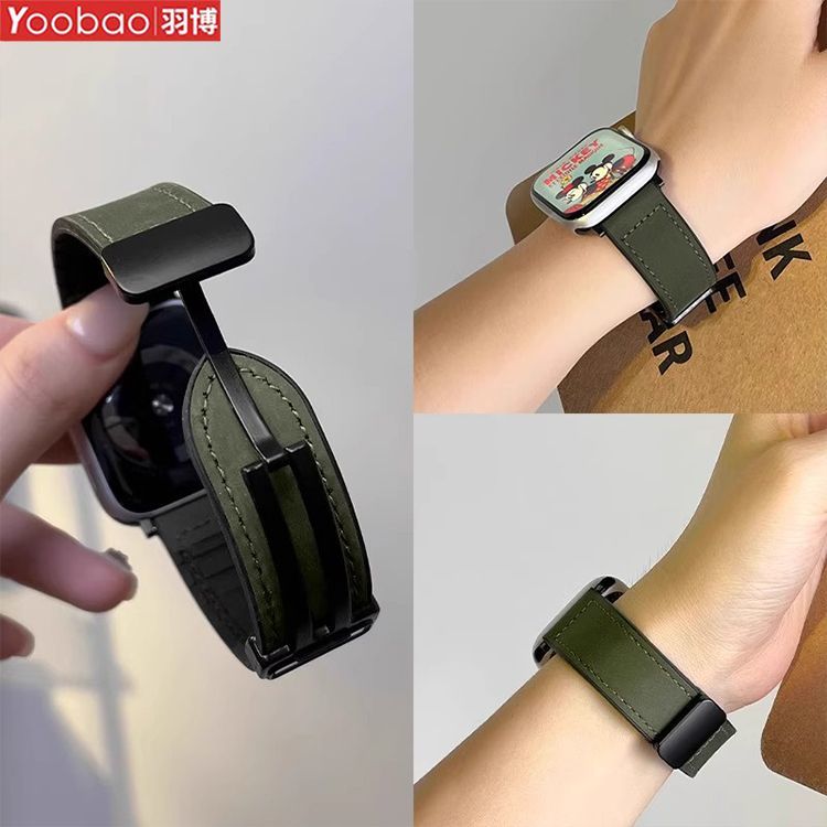 羽博适用华为fit4手表表带WatchFIT4Pro磁吸疯马皮质fi3运动腕带