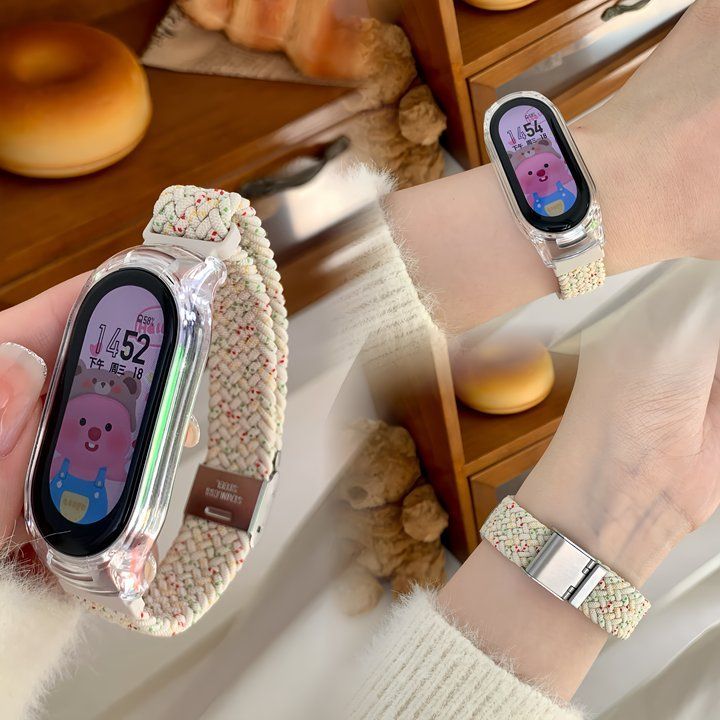 小米9代银卡扣编织透气表带适用小米手环9nfc版防汗8/7/6/5/4/3