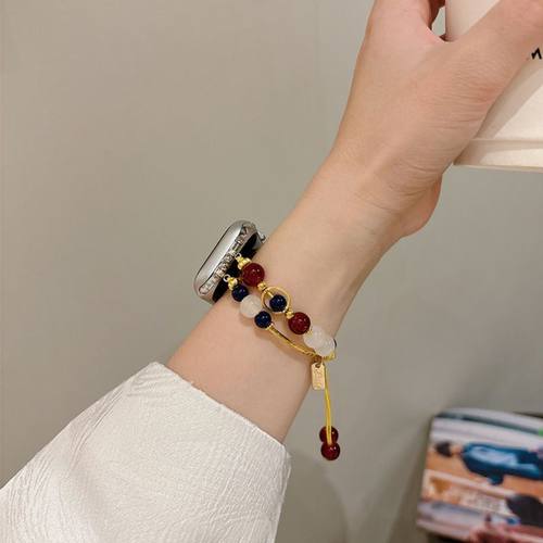 适用荣耀亲选2i/Watch Haylou表带猫眼石荣耀手表5/4敦煌编织表链