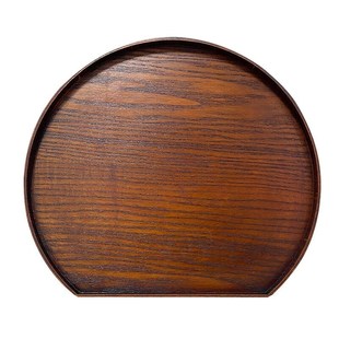 ins风木c质托盘半月形木托盘日式茶盘餐盘咖啡厅甜品盘 棕色木托