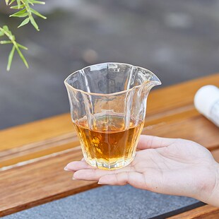 照见冰晶玻璃公道杯 加厚耐高温家用透明匀杯Q分茶器公杯茶道配件