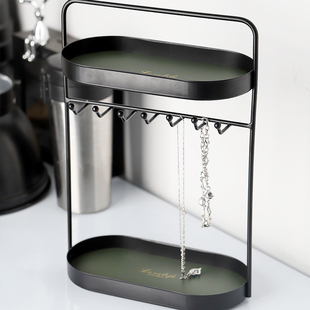 双层项链收纳盒桌面耳饰展示架挂首饰戒J指挂架饰品收拾耳环首饰