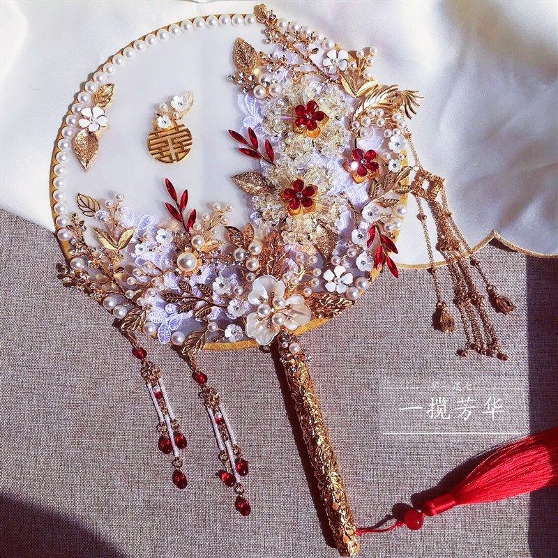 中式金色红色双面团扇diy材料包成品新娘结婚龙S凤秀禾服手捧花束,鲜花速递/花卉仿真/绿植园艺,新娘手捧花,淘宝优惠券,粉丝福利购,淘宝优惠卷