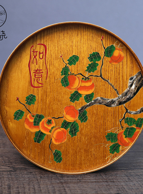 实木复古茶盘景泰蓝掐丝珐琅dizy手工金丝彩砂画毕业设计手工礼物