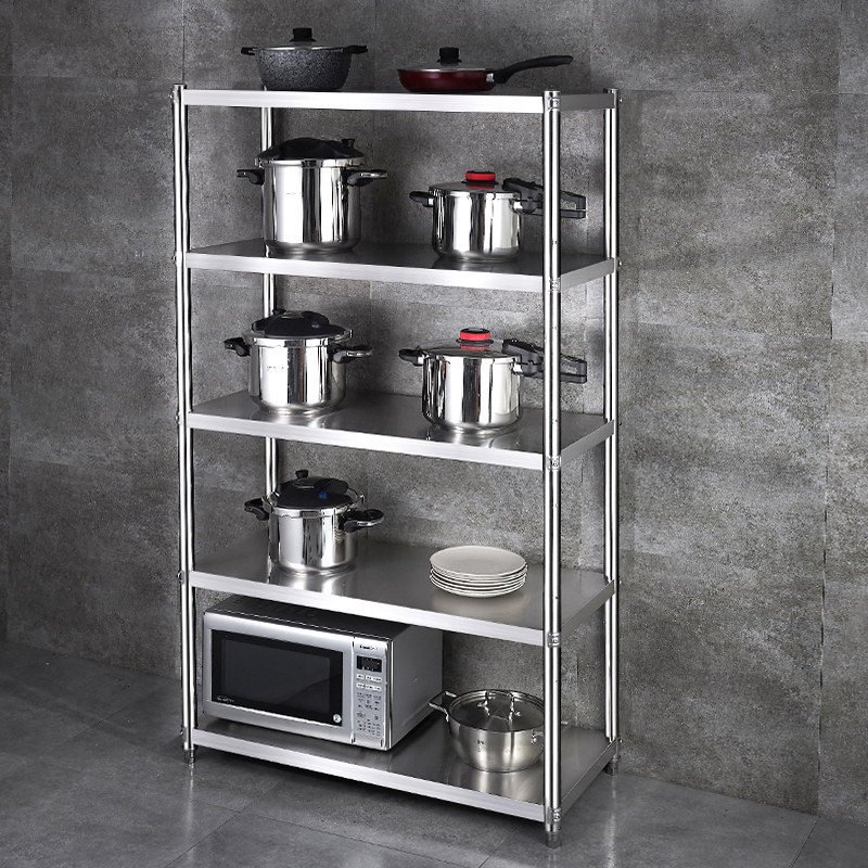 加厚304不锈钢i厨房置物架储物架收纳4层落地不锈钢架货架仓库架