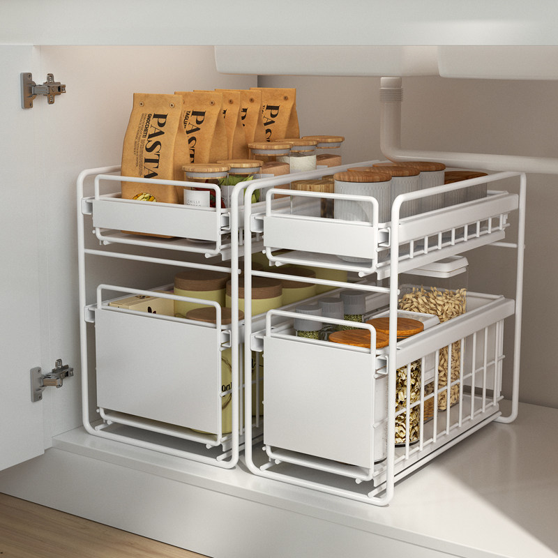 佐凡厨房下水槽置物架调料碗碟抽拉式收纳架橱S柜拉篮储物分层架,厨房/烹饪用具,厨房抽屉置物架,淘宝优惠券,粉丝福利购,淘宝优惠卷