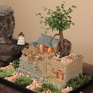 老房子模型农家小院创意摆件盆景客厅办公室装饰品桌面Z微景观造