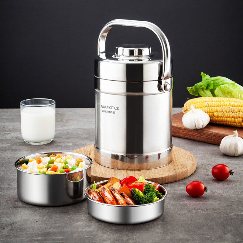 美厨保温桶饭盒防溢便携小型304C不锈钢真空手提大容量家用上班族