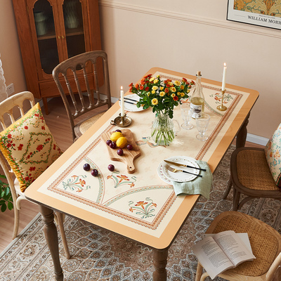 美式轻奢桌布gins防水防油皮革桌垫免洗防烫台布高级感餐桌茶几垫