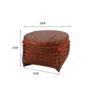 竹编箩筐a带盖收纳筐超市展示装茶叶竹筐挑担竹制品特加大号广西